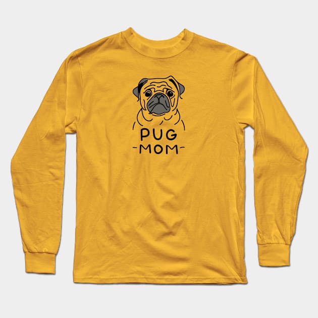 Cute Pug Mom Illustration Long Sleeve T-Shirt by ravensart